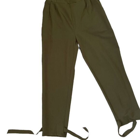 Grace Karin High Waist Belted Bow Tie Paper Bag Tie Ankle Pants - Picture 10 of 16